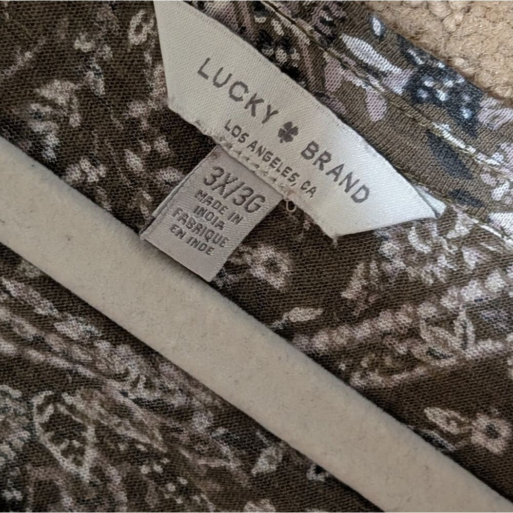 Lucky Brand pop over top blouse size 3X ditzy floral boho mature business casual - Picture 5 of 10